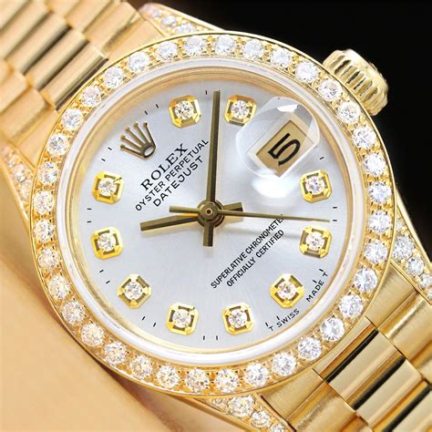 ladies rolex watch diamond bezel|rolex female with diamonds.